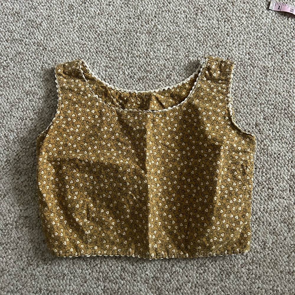Vintage Handmade yellow crop tank top